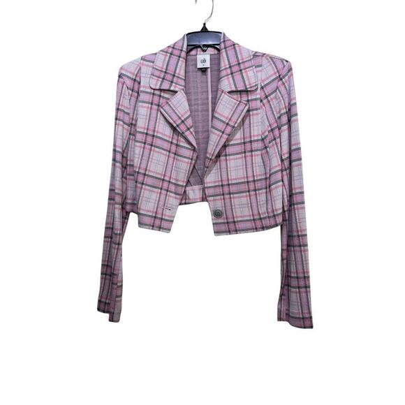 NWT Cabi #6257 Women's Pink & White Plaid Cropped Blazer Size Medium - Picture 3 of 8